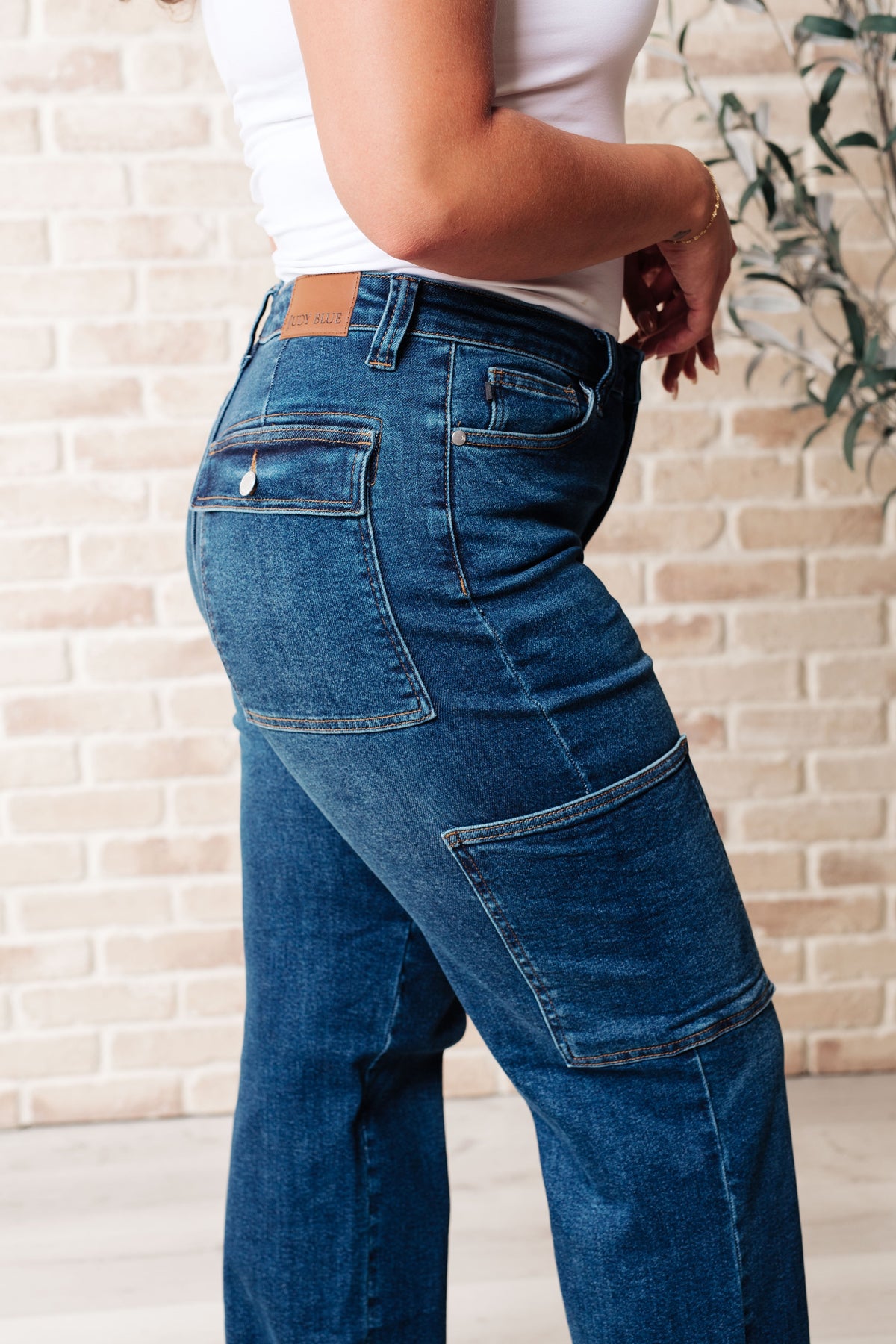 Hazel Blues® |  Leila High Rise Cargo Straight Jeans