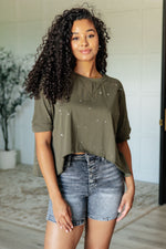 Hazel Blues® |  Less Than Stressed Asymmetrical Distressed Top