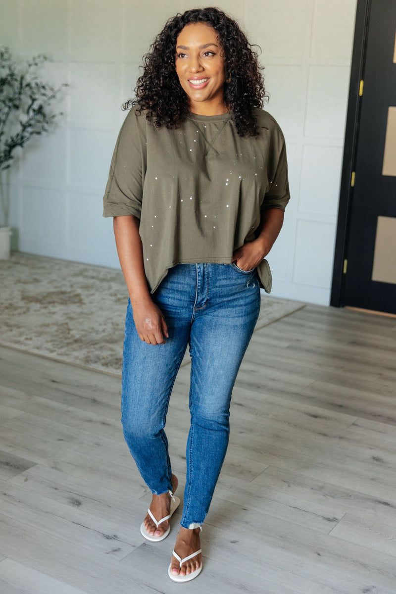 Hazel Blues® |  Less Than Stressed Asymmetrical Distressed Top