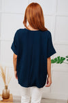 Hazel Blues® |  Let's Get Down to Business V-Neck Blouse in Navy