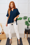 Hazel Blues® |  Let's Get Down to Business V-Neck Blouse in Navy