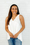 Hazel Blues® |  Let em' Breathe V-Neck Tank in Off White