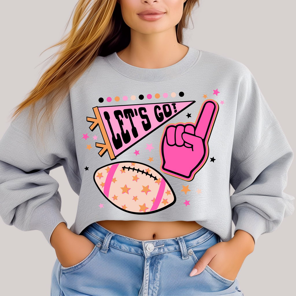 Hazel Blues® |  Let's Go Pennant in Grey Sweatshirt