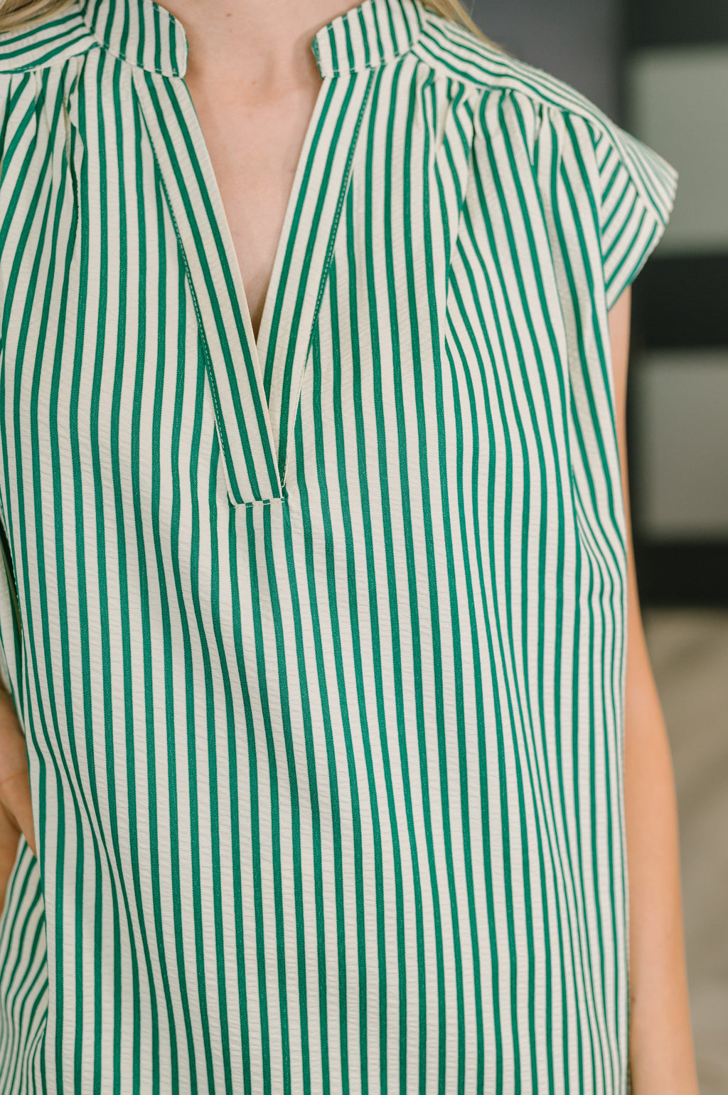 Hazel Blues® |  Like a Song Sleeveless V-Neck Blouse in Green