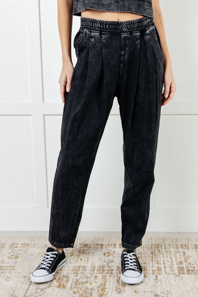 Hazel Blues® |  Limber Up Straight Leg Sweats in Black