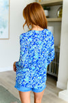 Hazel Blues® |  Lizzy Babydoll Top in Royal and Mint Paisley
