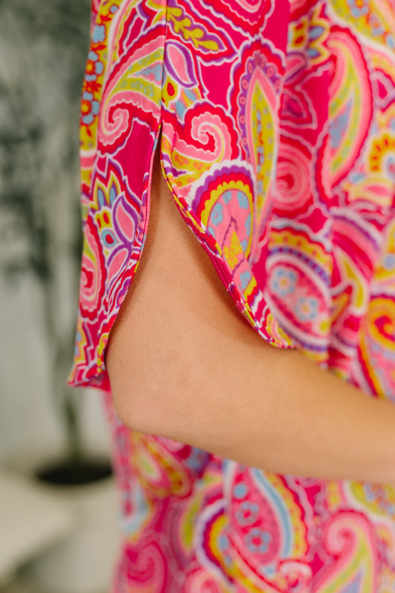 Hazel Blues® | Lizzy Breeze Top in Hot Pink Paisley