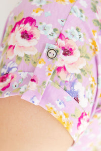 Hazel Blues® |  Lizzy Cap Sleeve Top in Lavender and Magenta Floral