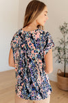 Hazel Blues® |  Lizzy Cap Sleeve Top in Navy Abstract Floral