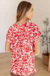 Hazel Blues® |  Lizzy Cap Sleeve Top in Red Floral