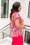 Hazel Blues® |  Lizzy Cap Sleeve Top Magenta and Pink Multi Floral