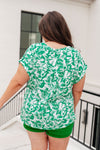 Hazel Blues® |  Lizzy Cap Sleeve Top in Emerald and White Floral