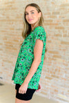 Hazel Blues® |  Lizzy Cap Sleeve Top in Green and Black Floral