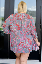 Hazel Blues® |  Lizzy Cardigan in Grey and Coral Paisley