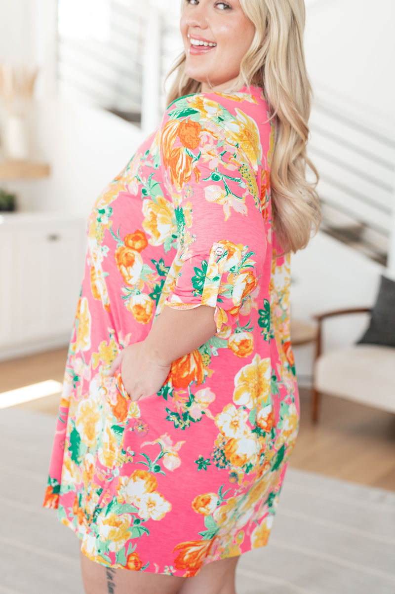 Hazel Blues® |  Lizzy Dress in Hot Pink and Yellow Floral