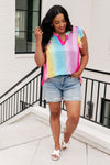 Hazel Blues® |  Lizzy Flutter Sleeve Top in Ombre Rainbow
