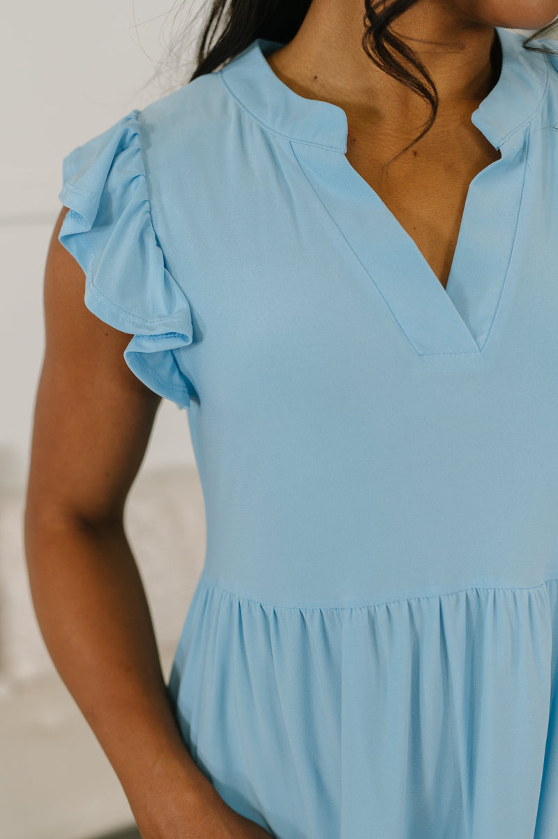 Hazel Blues | Lizzy Forever Flutter Sleeve Dress in Blue Crush Hazel Blues | Lizzy Forever Flutter Sleeve Dress in Blue Crush