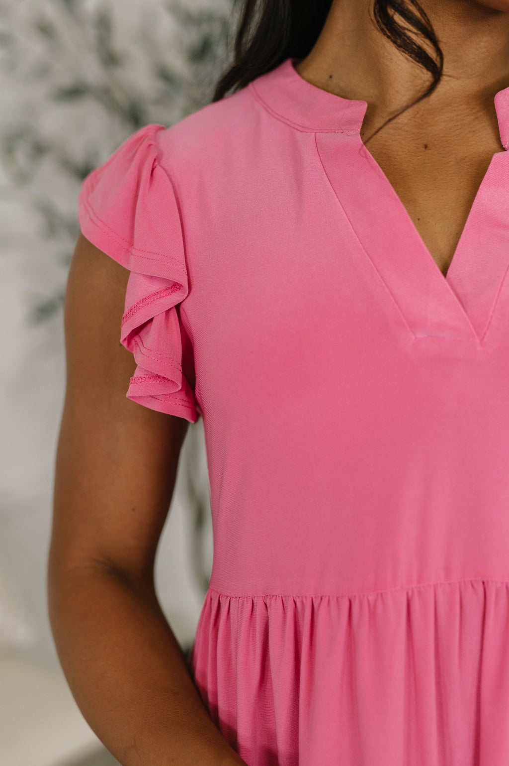 Hazel Blues® |  Lizzy Forever Flutter Sleeve Dress in Pink Glow