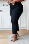 Hazel Blues® |  Lizzy High Rise Control Top Wide Leg Crop Jeans in Black