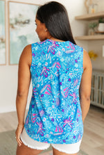 Hazel Blues® |  Lizzy Tank Top in Blue and Pink Tropical Sailing