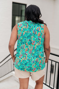 Hazel Blues® |  Lizzy Tank Top in Emerald and Aqua Multi Floral