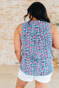 Hazel Blues® |  Lizzy Tank Top in Mint and Pink Leopard