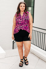 Hazel Blues® |  Lizzy Tank Top in Pink Multi Leopard