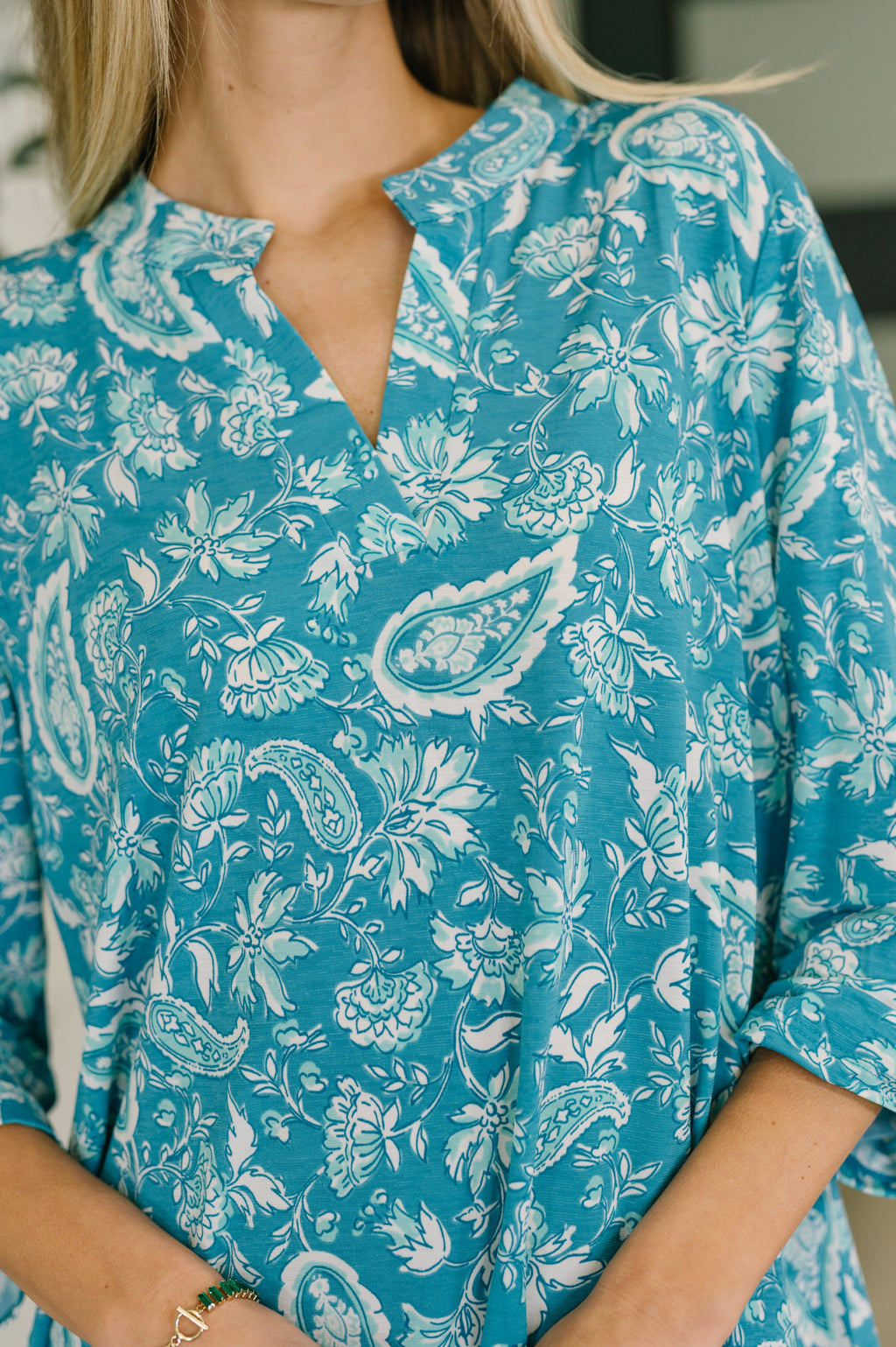 Hazel Blues® |  Lizzy Top in Aqua Paisley