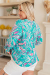 Hazel Blues® |  Lizzy Top in Aqua and Pink Paisley
