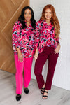 Hazel Blues® |  Lizzy Top in Black and Magenta Multi Floral