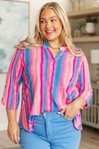 Hazel Blues® |  Lizzy Top in Blue and Pink Stripe