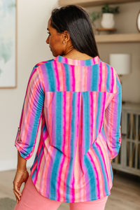 Hazel Blues® |  Lizzy Top in Blue and Pink Stripe