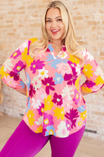 Hazel Blues® |  Lizzy Top in Coral and Magenta Painted Floral