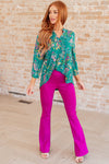 Hazel Blues® |  Lizzy Top in Emerald and Purple Paisley
