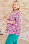 Hazel Blues® |  Lizzy Top in Hot Pink and Turquoise Ditsy Floral