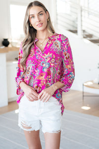 Hazel Blues® |  Lizzy Top in Magenta Floral Paisley