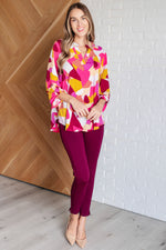 Hazel Blues® |  Magic Ankle Crop Skinny Pants in Wine
