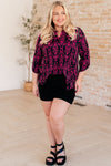 Hazel Blues® |  Lizzy Top in Navy and Hot Pink Damask