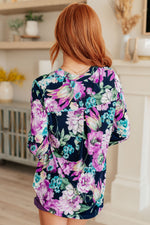 Hazel Blues® |  Lizzy Top in Navy and Purple Floral