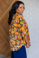 Hazel Blues® |  Lizzy Top in Olive and Mustard Floral