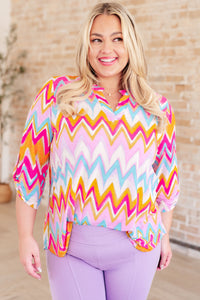 Hazel Blues® |  Lizzy Top in Orange Multi Chevron