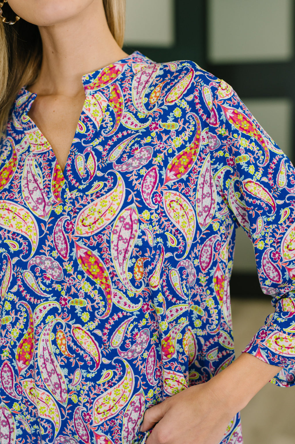 Hazel Blues® |  Lizzy Top in Royal Blue Paisley