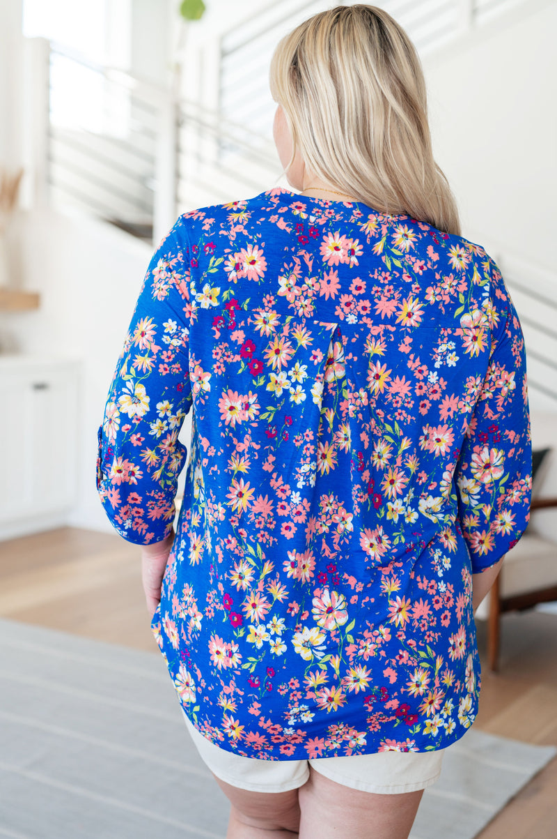 Hazel Blues® |  Lizzy Top in Royal and Blush Floral