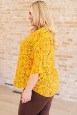 Hazel Blues® |  Lizzy Top in Yellow and Navy Paisley