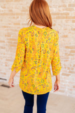 Hazel Blues® |  Lizzy Top in Yellow and Navy Paisley