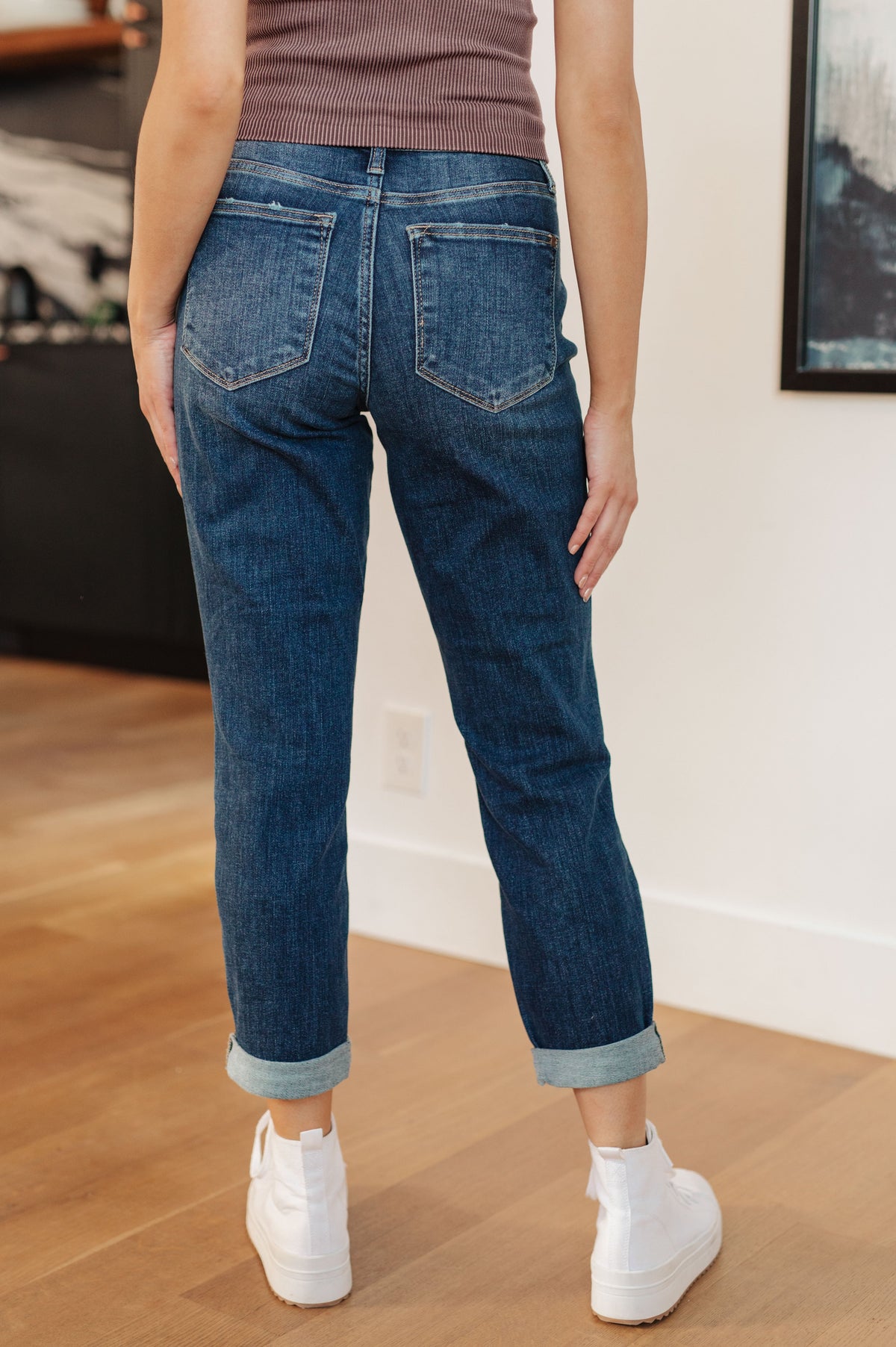 Hazel Blues® |  London Midrise Cuffed Boyfriend Jeans