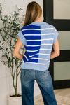 Hazel Blues® |  Lonely Traveler Striped Quarter Zip Vest in Blue