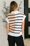 Hazel Blues® |  Lonely Traveler Striped Quarter Zip Vest in White