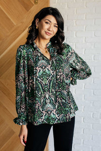 Hazel Blues® |  Looking Out Damask Print Blouse