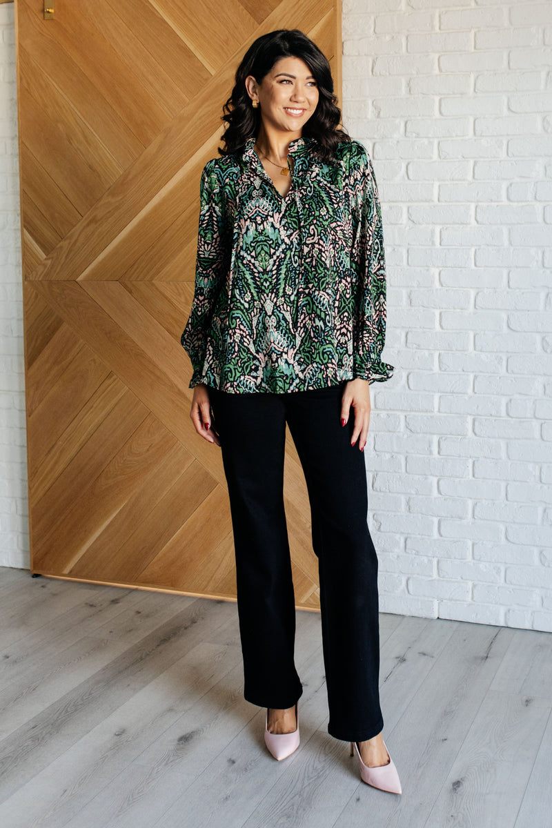 Hazel Blues® |  Looking Out Damask Print Blouse